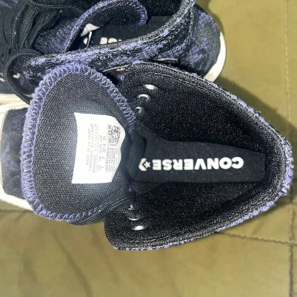 Converse All Star Shoes Black Purple Women 7 Whimsygoth Goblincoren Goth Punk - Picture 9 of 14